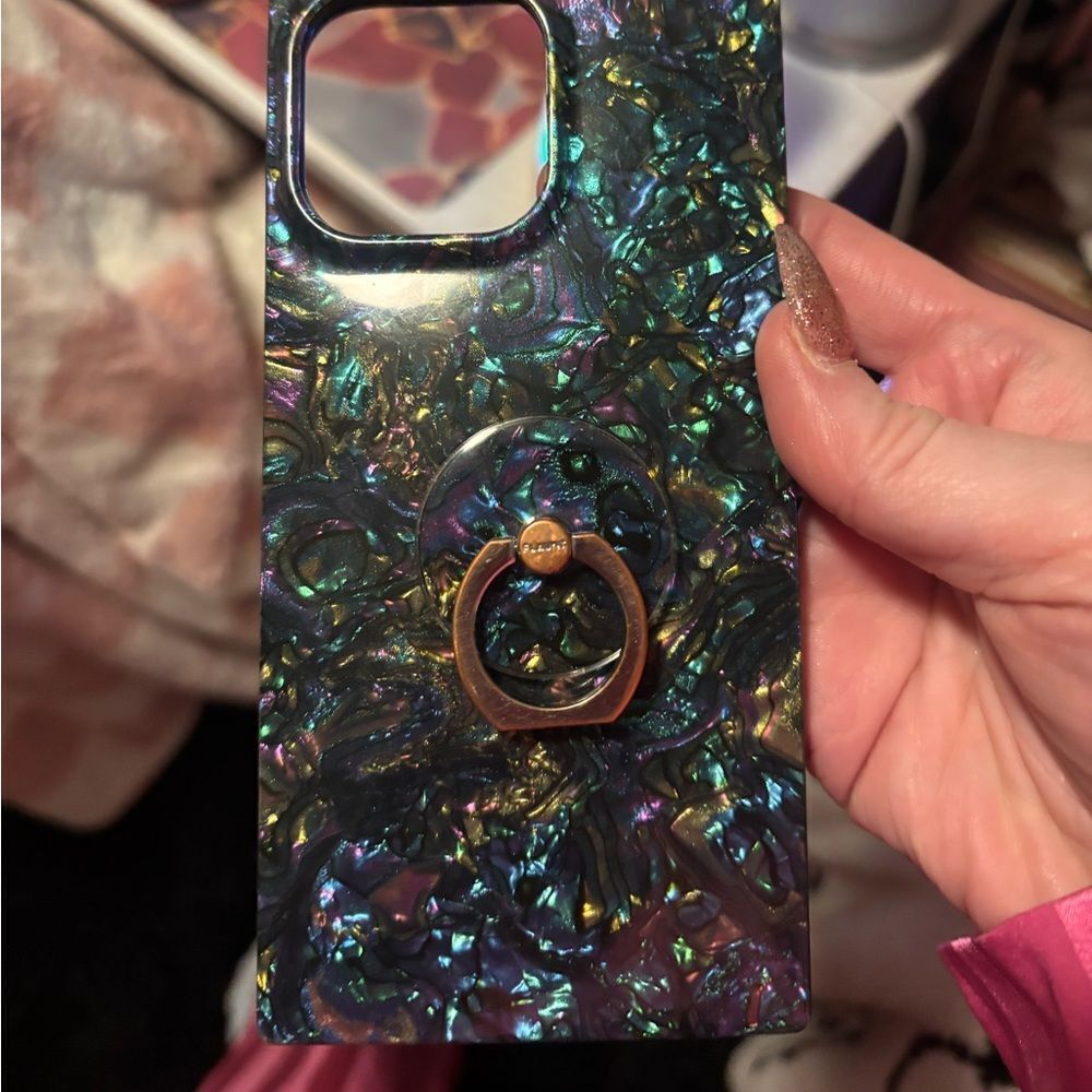Flaunt Iphone 14 ProMax Iridescent Phone Case with Ring Holder